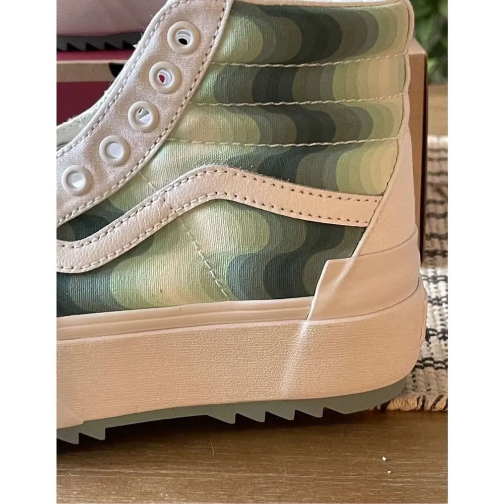 Vans Platform Sneakers Women’s Size 5.5 Sk8 Hi Stacked White Green Mint - Picture 2 of 8